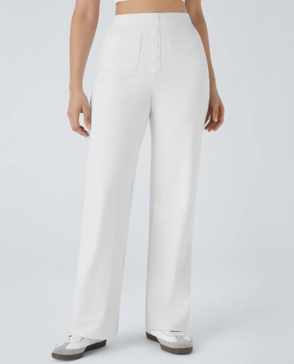 Halara DayStretch High Waisted Straight Leg Casual Pants, White, Size S